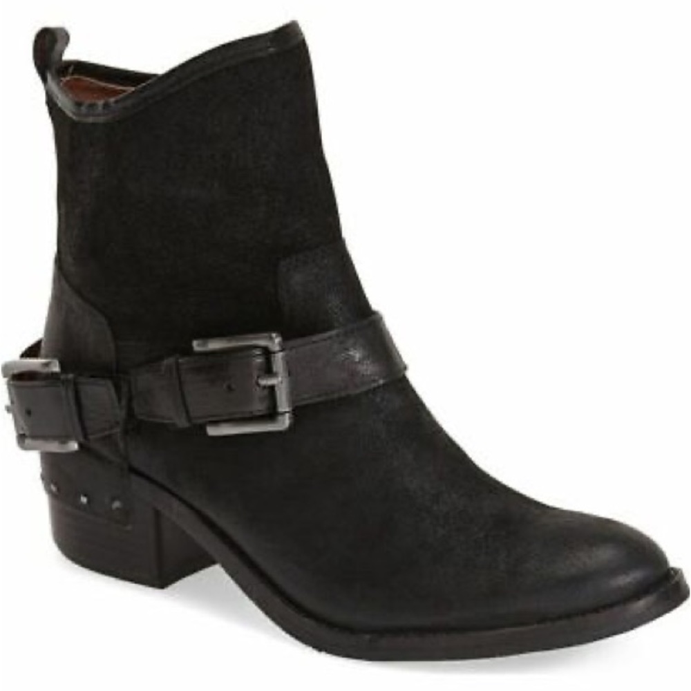 Donald J Pliner Womens Wade Reversed Leather Riding Ankle Boots Black 7.5 NEW